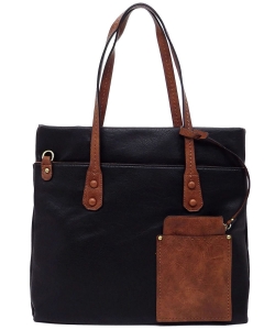 Fashion Front Pocket 2-in-1 Shopper CMS047 BLACK